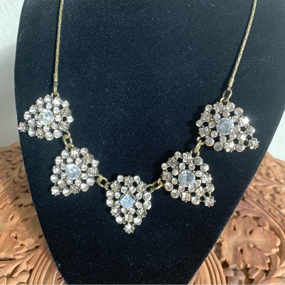 BaubleBar Antiqued Gold Tone Rhinestone Statement Necklace - Picture 1 of 5